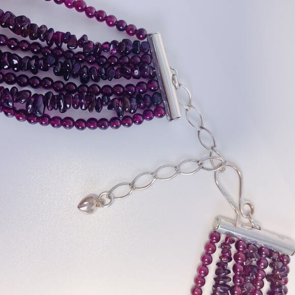 Jay King DTR Garnet Gemstone Multi Strand Sterling Silver Beaded Necklace Signed - Picture 3 of 12